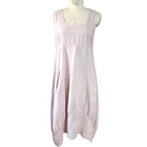 colette Paris Pale Pink Cocoon Linen Midi Sundress Size Large